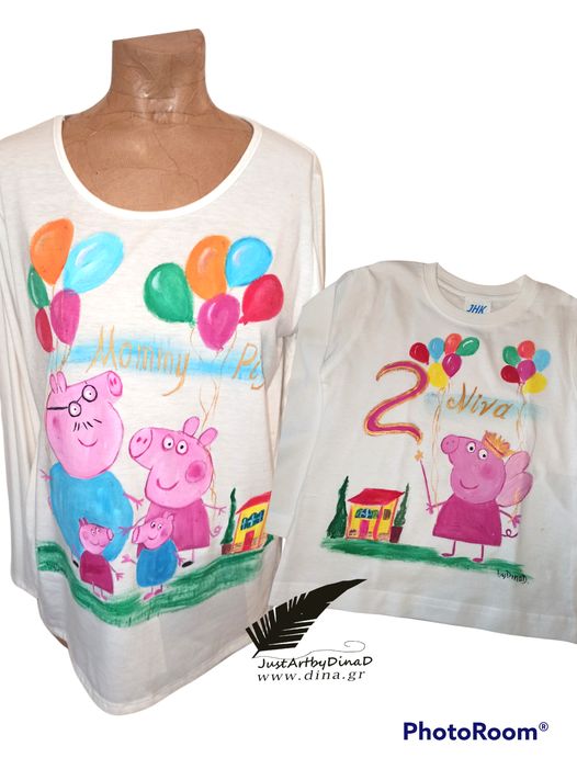 set tshirt blouzes mama kori genethlion peppa pig